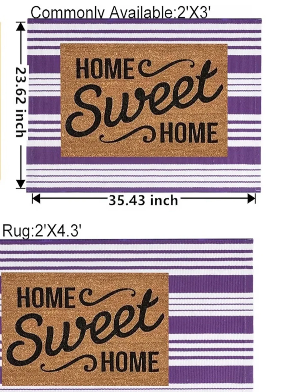 Purple and White Striped Indoor/Outdoor Rug